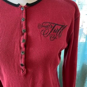 Gently Used Cowgirl Tuff Thermal Henley Red szL